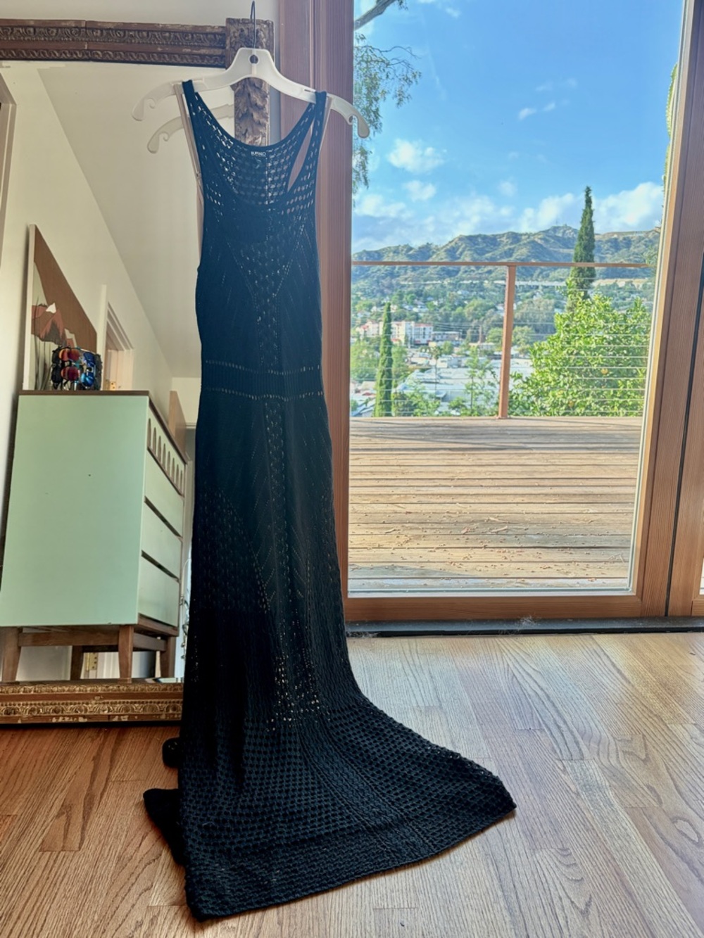 WORN ONCE: Black Crochet Knit Maxi Dress - Buffalo David Bitton - Size M